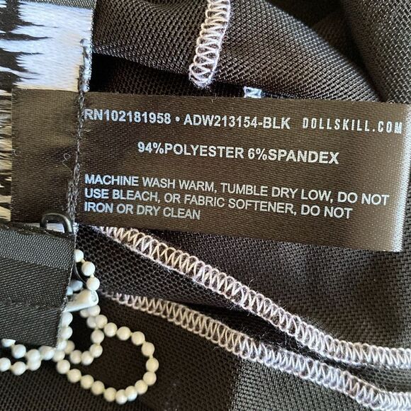 Dolls Kill Brand DARKER WAVS Asymmetrical Black Mesh Long Sleeve Top - Picture 6 of 6